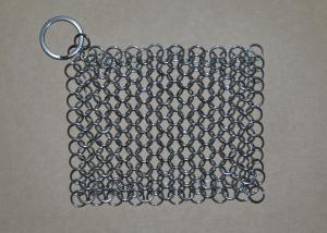 China Rectangular Chainmail Cast Iron Pan Scrubber Stainless Steel Wire Scrubber on sale