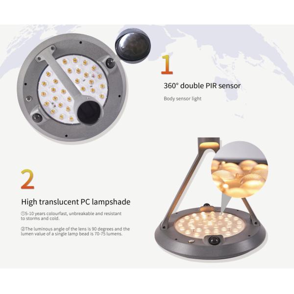 IP66 6.5W Outdoor Solar LED Street Garden Lighting Waterproof Aluminum High Translucent PC Lampshade For Pathway