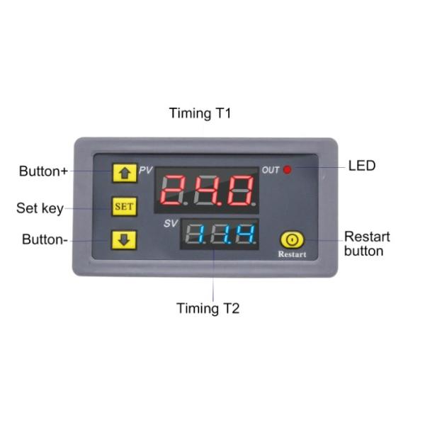 AC110V - 220V LED Dual Display Delay Timer Relay Module 0 - 999 Hours