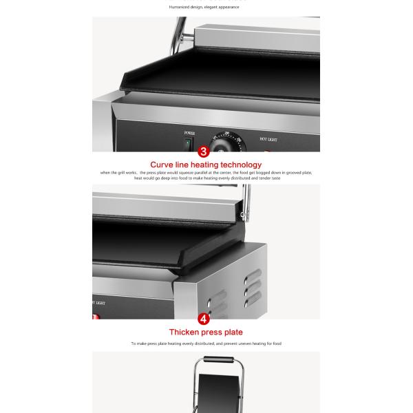 Electric Commercial Sandwich Bread Panini Grill with Interchangeable Sandwich Plates