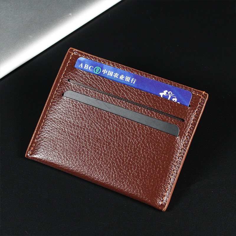 Low MOQ Mix Models Custom Logo Soft Leather Simple Pebbled Leather Credit Card Holder