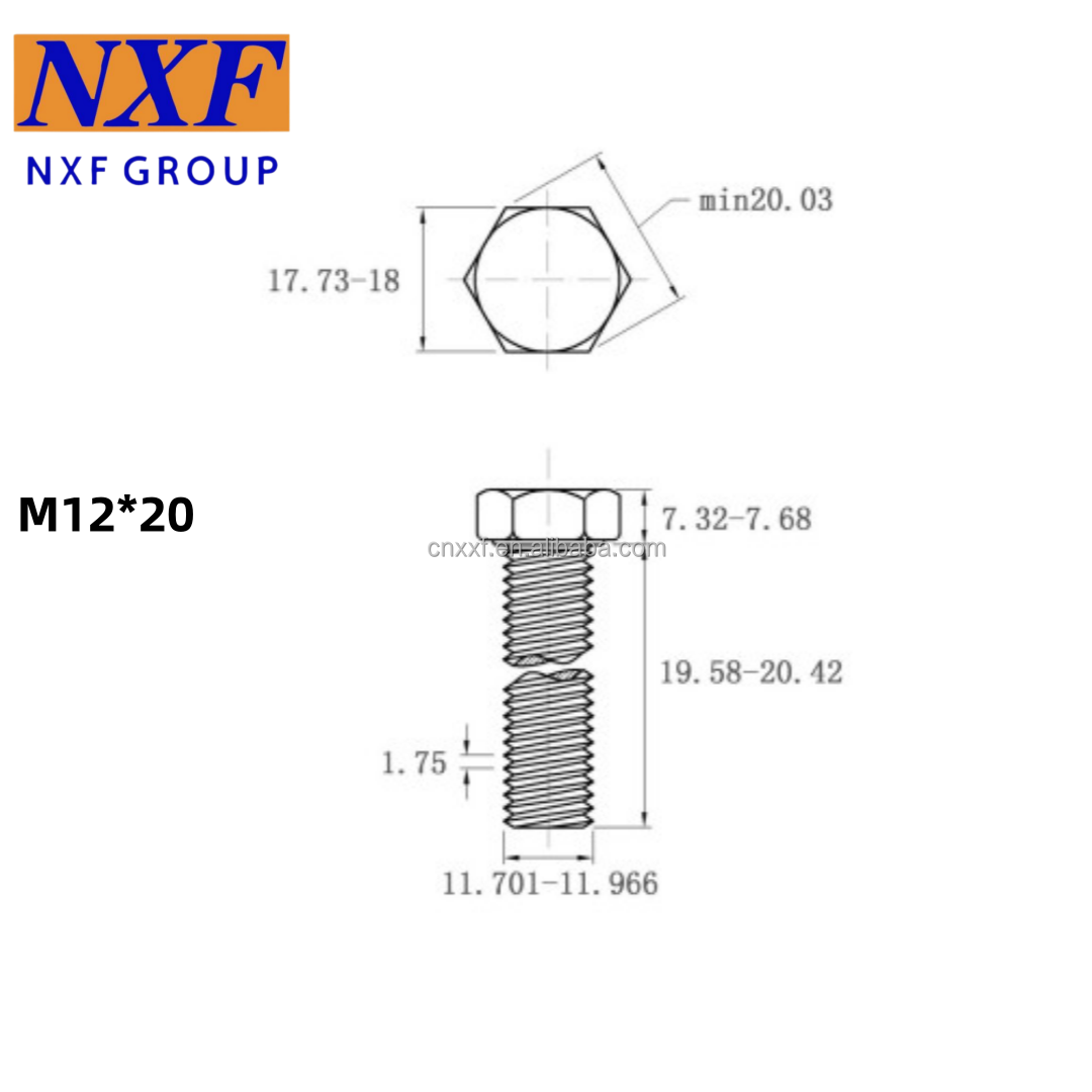 Standard M12* 20-80 mm Hastelloy C-276 Hexagon Head Bolts with Plain Finish ANSI Standard GB5783