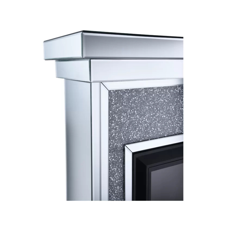 Wooden Floating Crystal Electric Mirrored Furniture Fireplace Crushed Diamond