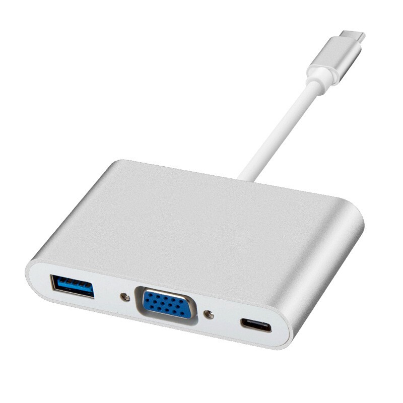 Kico USB C Adapter Hub Type C USB 3.1 to VGA USB 3.0 Cable Multiport Digital AV Adapter with Type C PD Data and Charging Adapter