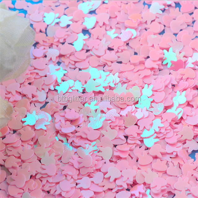 Pet Happy Year Easter Sequined 4mm Rabbit Head Ball Stuffers and Ornaments Hand DIY Accessories Fluorescent Pieces Glass
