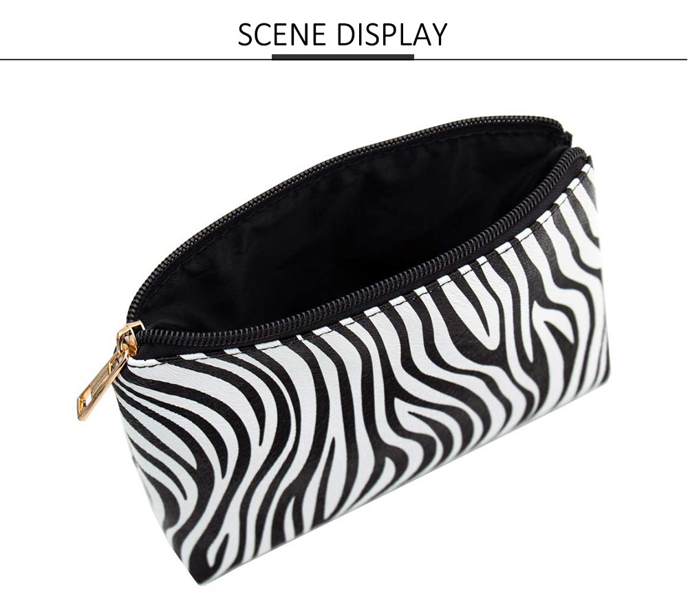 3 Pack Zebra Striped PU Leather Toiletry Travel Bag