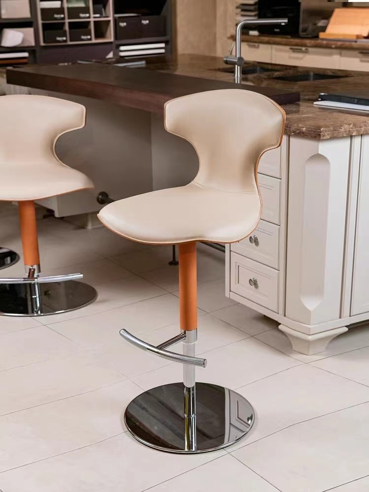 Adjustable Stylish Bar Stools Modern White Minimalist SS Base For Casual Entertainment Area
