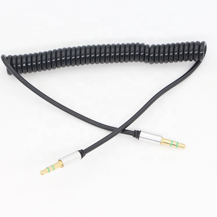 Coiled Spiral Spring Male to Male 3.5mm Jack Auxiliar Aux Audio Cable