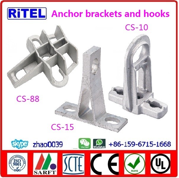 high strength anchor brackets and hooks GHS, GHSO, SP-9, SP-10 for ADSS fiber optic cable