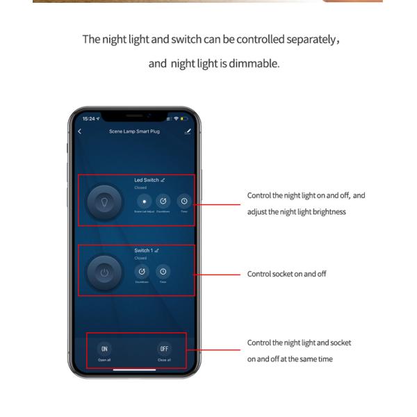 GDKES Wi-Fi+BLE EU Plug with Dimmable Night Light