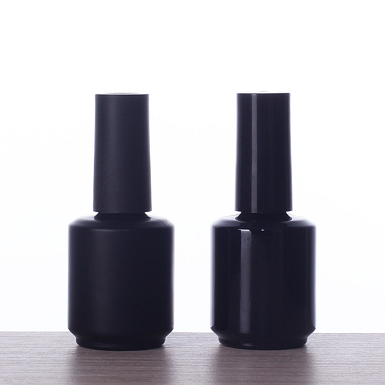8ml 10ml Matte Black Empty UV Gel Nail Polish Bottle With Cap and Brush for Industrial Cosmetic Custom Unique Oval Shape