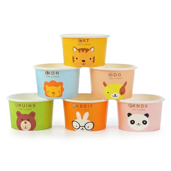 Custom Wholesale Ice cream Cups Bowls Packages Ice Cream Packaging Containers Paper Cup