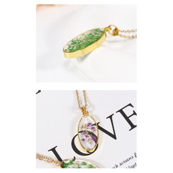 Lovers Couple 18k Gold Stainless Steel Chain Flower Epoxy Resin Pendant For Women