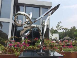 Quality Outdoor Abstract Small Garden Sculptures , Modern Stainless Steel Sculpture wholesale