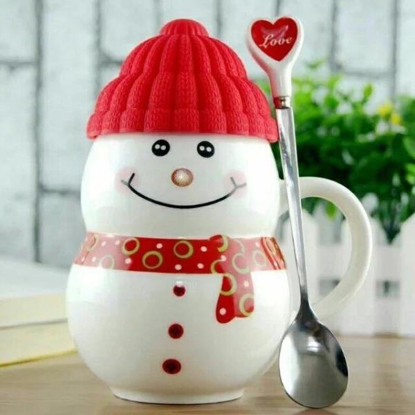 Crramic Innovative Personalised Coffee Mugs Snowman With Lid