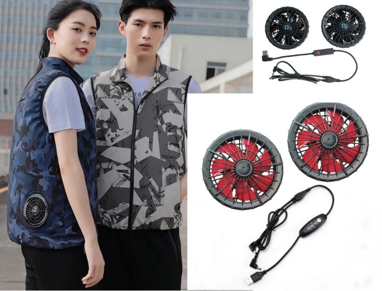 zipper closure Wearable Air Conditioner Vest Short Sleeve Standard collar