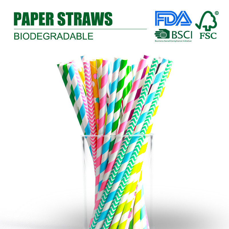 Degradable pulp paper straws 6mm diameter hot foil straws for bar birthday party DIY home decorate