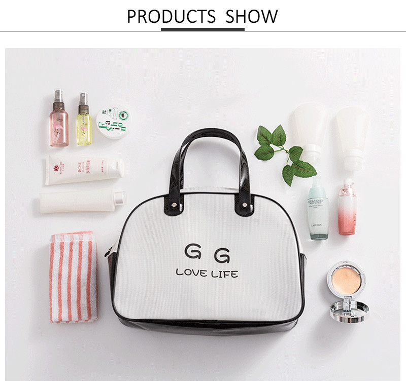Zipper Close Mesh Cosmetic Makeup Bag With Handle