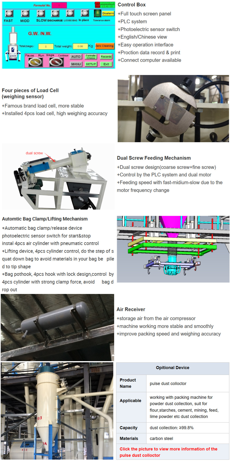 Limestone Powder FIBC Bulk Bag Filling Equipment ISO9001 Certificate