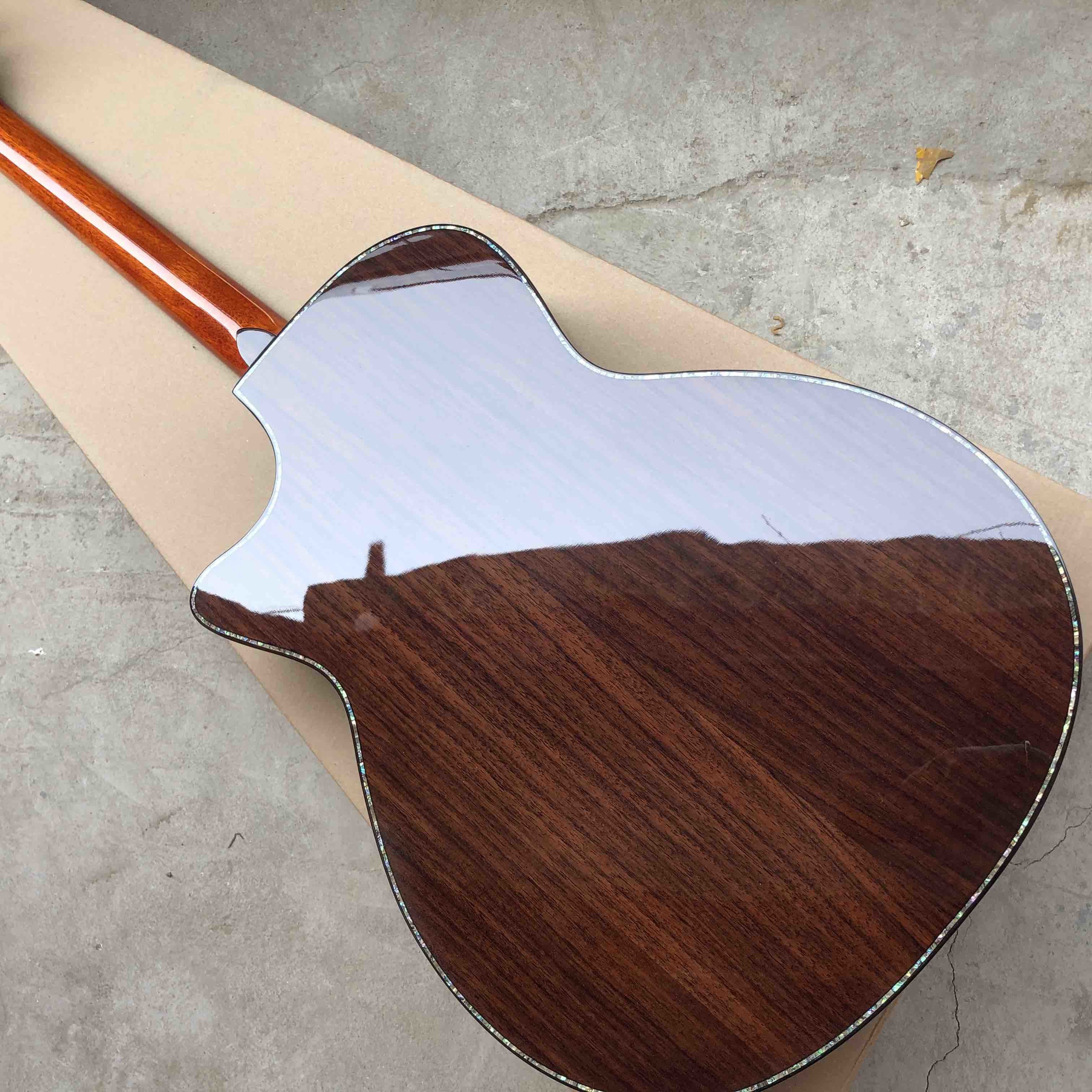 Custom 41"Acoustic Guitar Arm Rest Abalone Ebony Fingerboard Matte Finish Solid Spruce Top Electric Acoustic Guitar