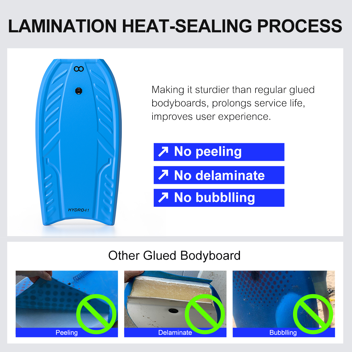 Customizable Surfboard Body Board with Leash 3lbs Board Weight HDPE Material