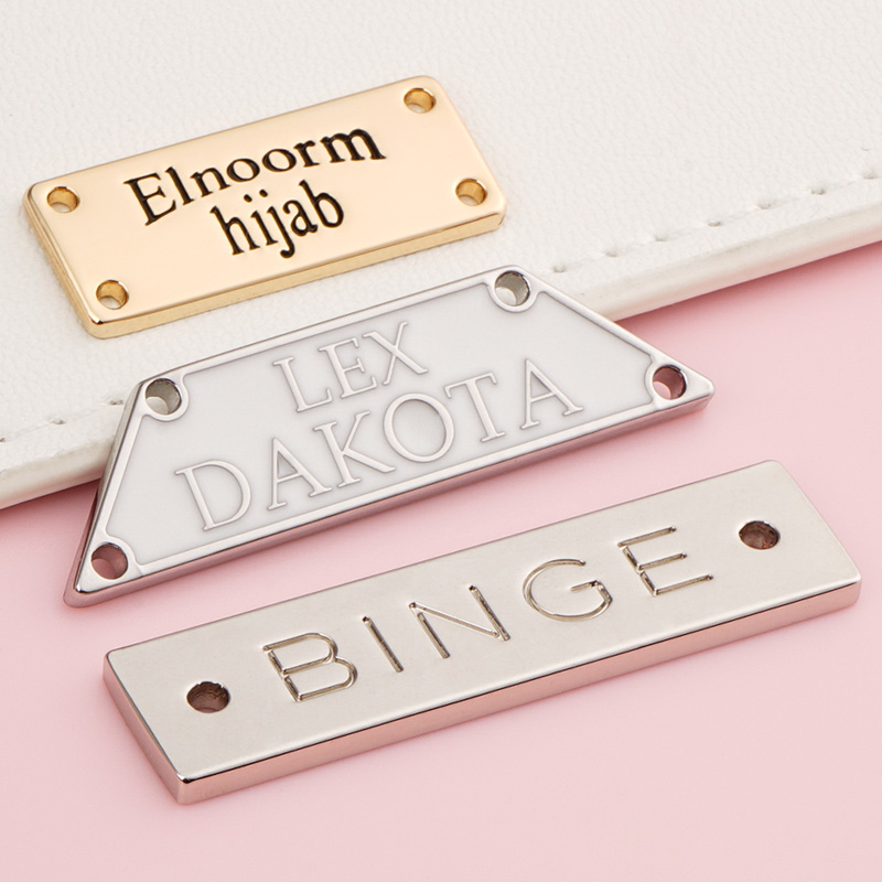 Sew on Metal Plates Tags for Customized Bags Garment Accessories Logo Metal Name Tags
