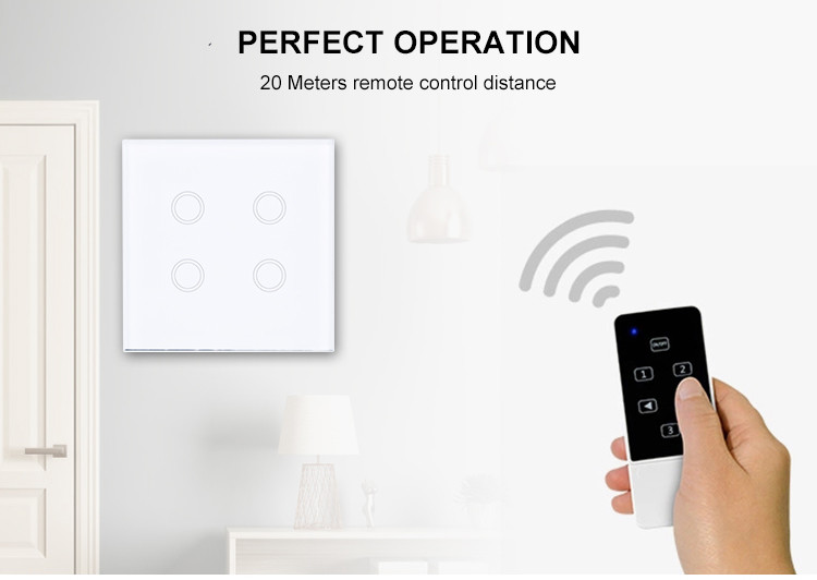 Google&Alexa Home Automation 4 Gang Tuya Zigbee Light Switch Oem Remote Touch Smart Wall Switches