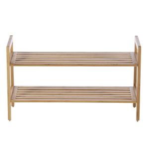 Quality Fashionable Rectangular 2 Tier Bamboo Shoe Rack Household Essentials wholesale