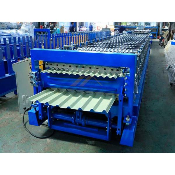 7.5 KW Blue Color Double Layer Roll Forming Machine For Corrugated Sheet And IBR Sheet