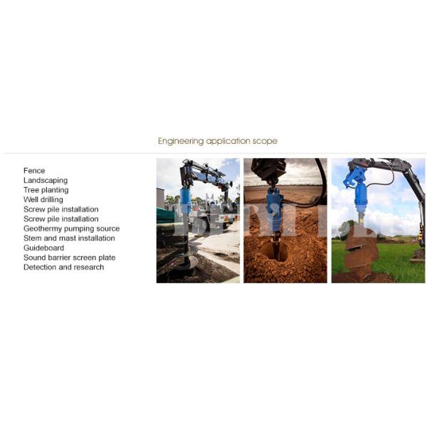 Excavator earth auger machine drilling attachment