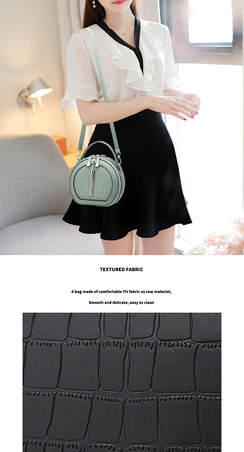 All Seasons Crocodile Pattern Fashion Round PU Leather Women's Designer Handbag with Lock