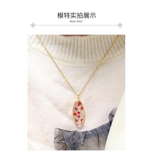 Lovers Couple 18k Gold Stainless Steel Chain Flower Epoxy Resin Pendant For Women