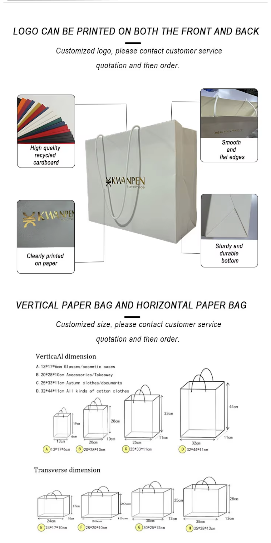 Luxury DIY Kraft Paper Wedding Gift Bag Handmade Reusable Clothing Shopping Bags Black Handles for Supermarket