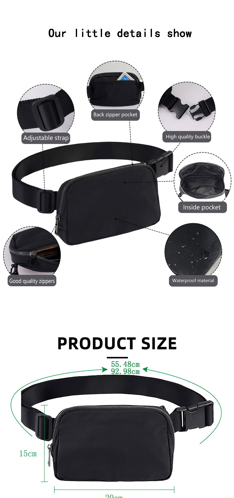 Unisex Casual Sports Waist Bags Crossbody Chest Bag With Adjustable Strap