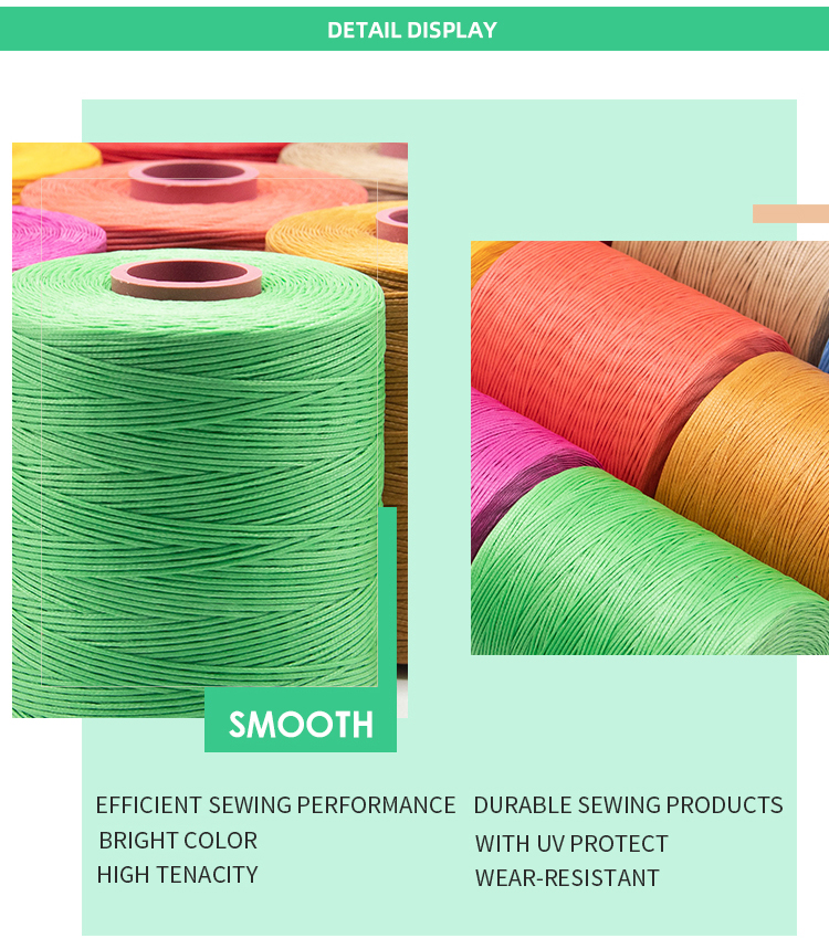 Weaving 0.8MM 100% Polyester Waxed Thread for Leather Sewing 210D/16 Flat Waxed Thread