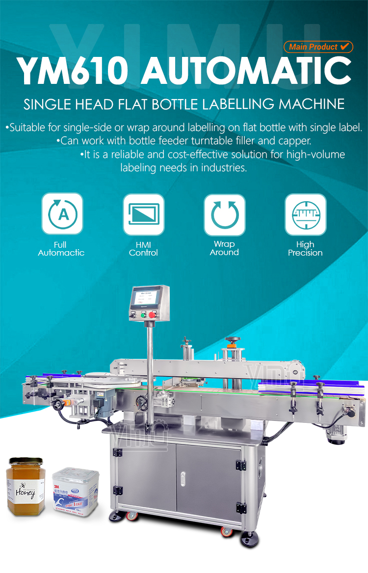 Automatic Bottle Flat Surface Sticker Label Dispenser Can Jar Wrap Around Labeling Machine