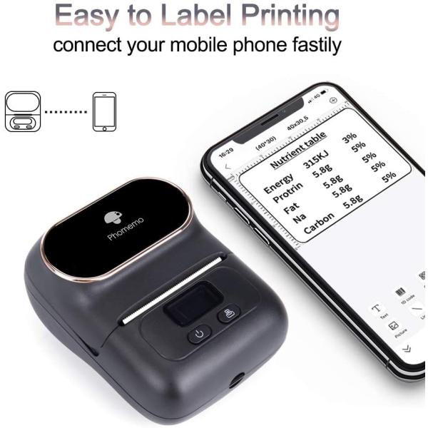 BT Thermal Label Maker Printer for Android iOS 20-45mm/s Printing Speed