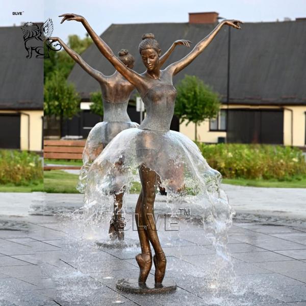 Brass Ballet Girl Fountains Life Size Bronze Woman Dancing Statue Modern Outdoor Public Art Decoration