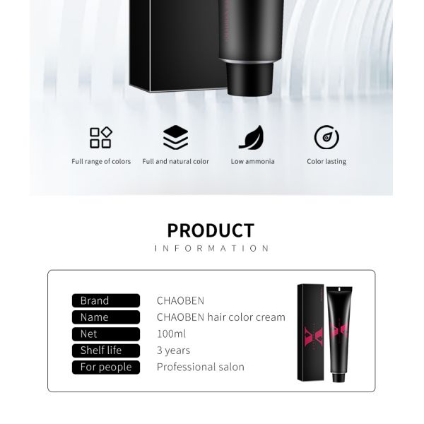 Professional Hair Dye Hair Color Cream Fashion Styling Quick Long Lasting Hair Colour OEM Available