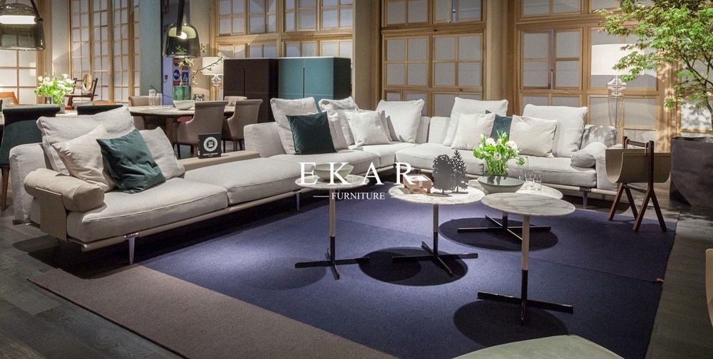 High End Modern Home Furniture Sectional L Shaped Fabric Couch Living Room Sofa