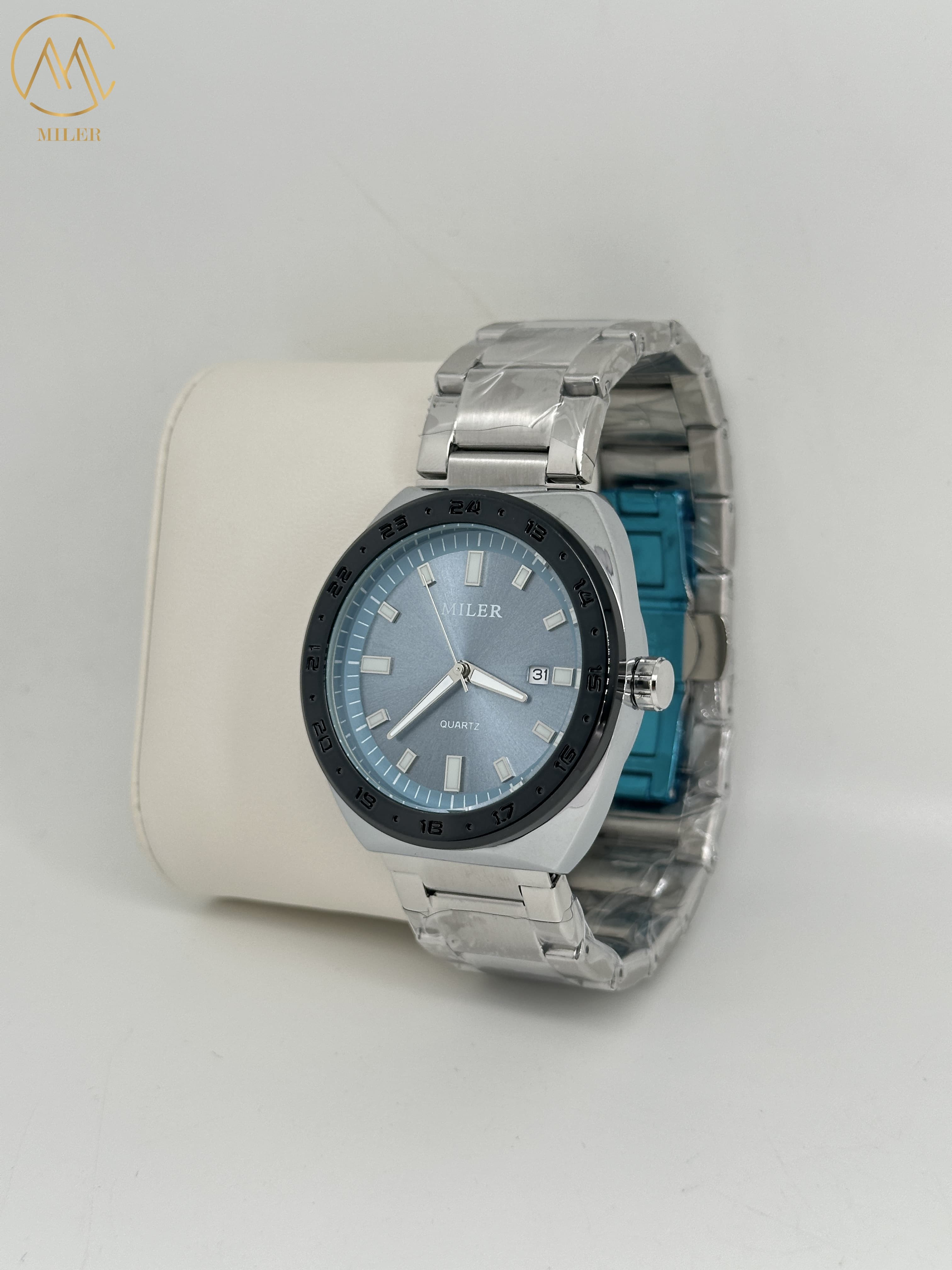 Simple Business Quartz Watch Stainless Steel Strap Wristwatch For Men With Calendar