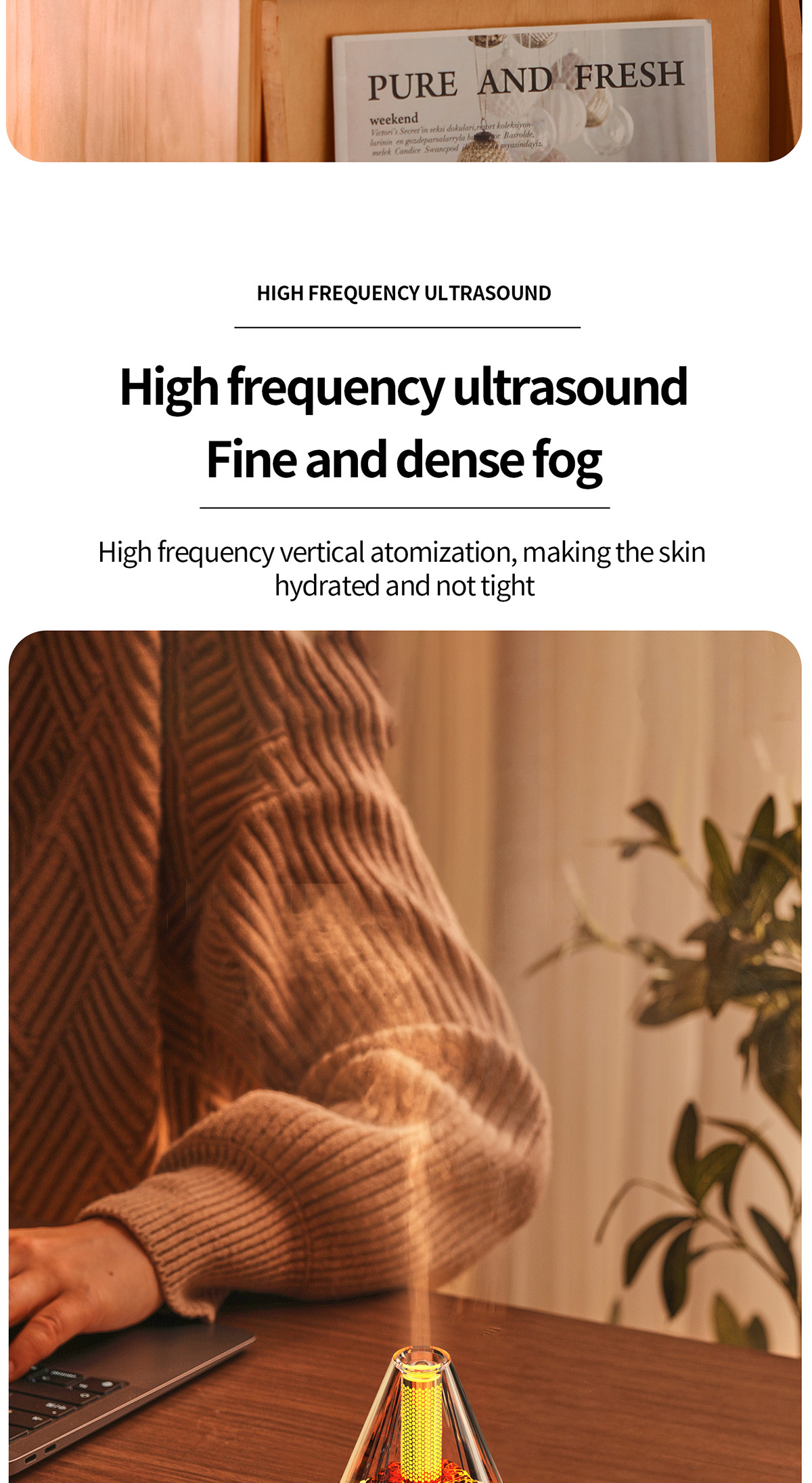 Lava Aromatherapy Fire Flame Humidifier DC 5V With Timer Setting 2/4/6 Hours