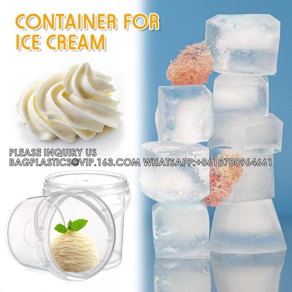 2L Ice Cream Bucket Reusable Ice Cream Freezer Storage Containers With Lids Transparent Tub For Homemade