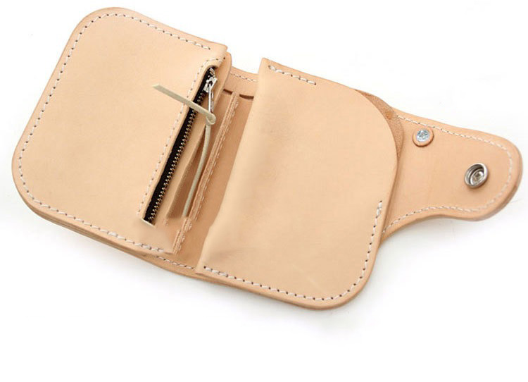 Handmade Wealth Cloth Short Wallet for Women in First Layer Vegetable Tanned Cowhide