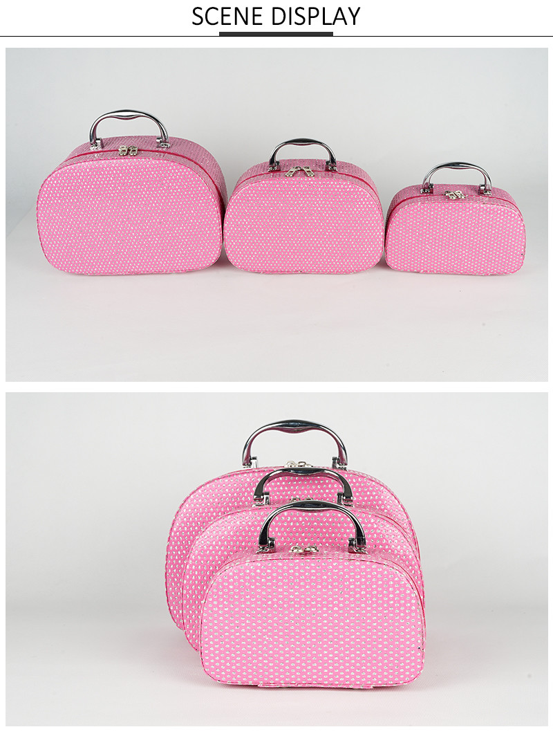 Pink PU Leather Makeup Cosmetic Case With Mirror