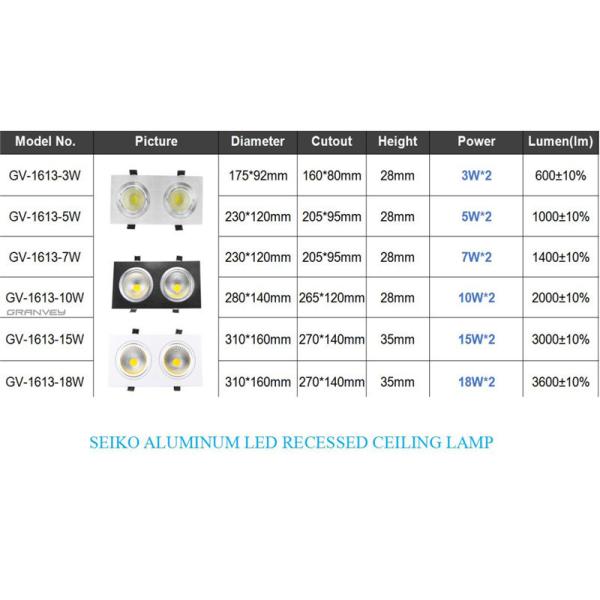 COB Double LED Recessed Downlights , Square LED Recessed Light With Housing 10W 18W