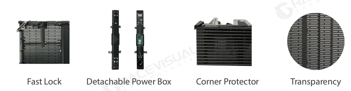TSR Series Transparent Outdoor Rental LED Display – P3.9-P7.8 Pixel Pitch | 7680Hz Refresh Rate | 5000nits High Brightness, with 9KG high lightweight