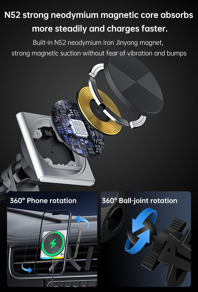QI2 Ultra-Thin Design Pickup Lamp, Metal, Super Strong Magnetic Suction, Wireless Car Mounted 9-Color RGB Light Effect Projection Ambient Lamp, One