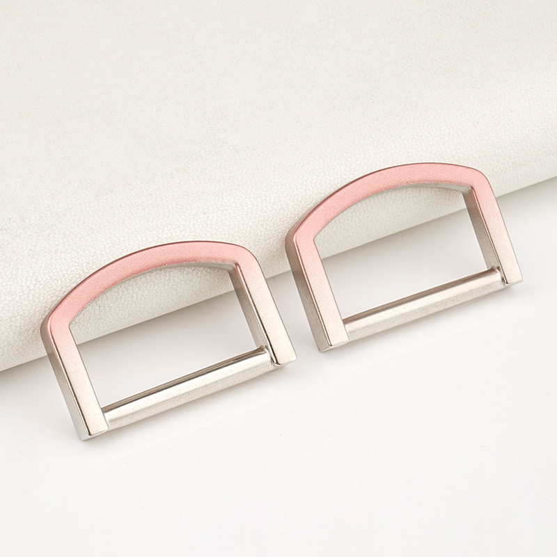 25mm Pink Silver Gradient Color D-Ring Metal Handbag Hardware D Shape Ring Buckle