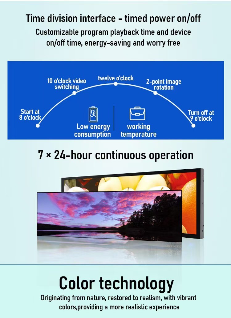 Retail Store Ultra Wide Stretched Displays Shelf Edge LCD Screen Wall Mounted